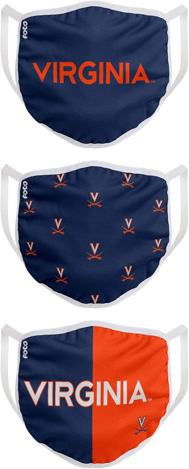 FOCO – Cubrebocas universitario de la NCAA para adultos (unisex, 3 unidades)