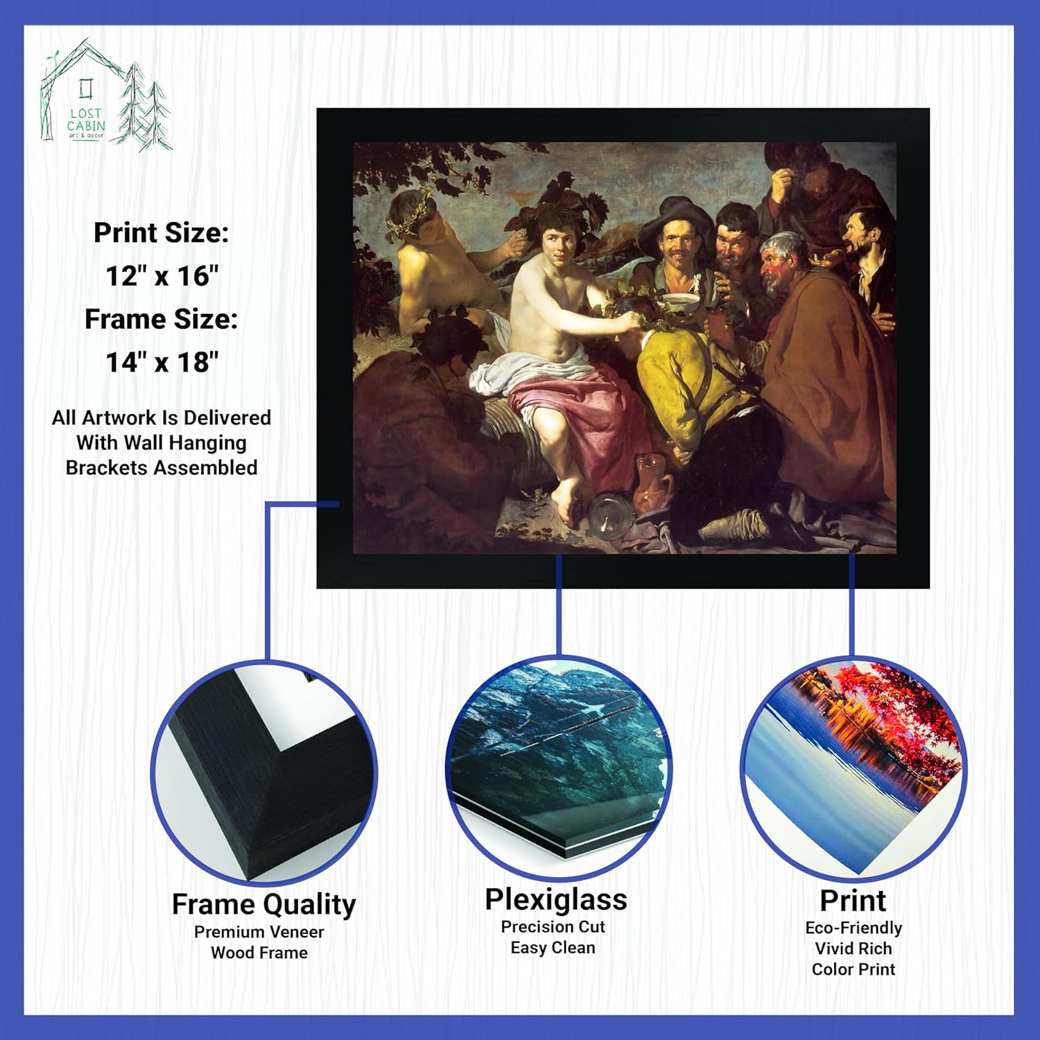 Lost Cabin Triumph of Bacchus por Diego Velazquez  Impresión en marco plano negro  Reproducción de pintura de obras de arte finas  Póster decorativo