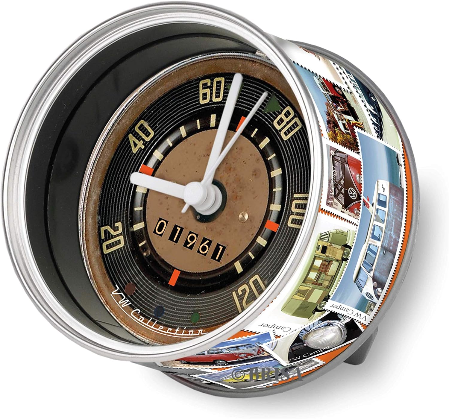 BRISA VW Collection – Reloj de mesa Volkswagen, reloj magnético, MyClock también personalizable, regalo con foto en diseño de autocaravana T1