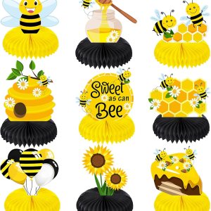9 piezas de centro de mesa de abeja para bebé, centros de mesa de panal de abeja, centros de mesa para decoraciones temáticas del día de la abeja, 9 piezas de centro de mesa de abeja para bebé, centros de mesa de panal de abeja, centros de mesa para decoraciones temáticas del día de la abeja,