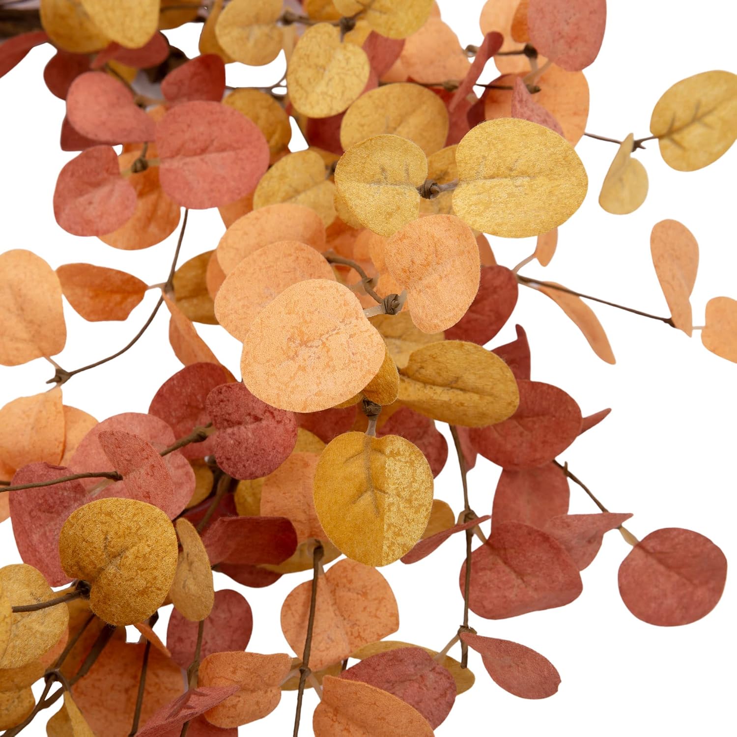 VGIA Corona de otoño de 18 pulgadas, corona de hojas de eucalipto, corona de otoño artificial para puerta delantera, corona de hojas de otoño,
