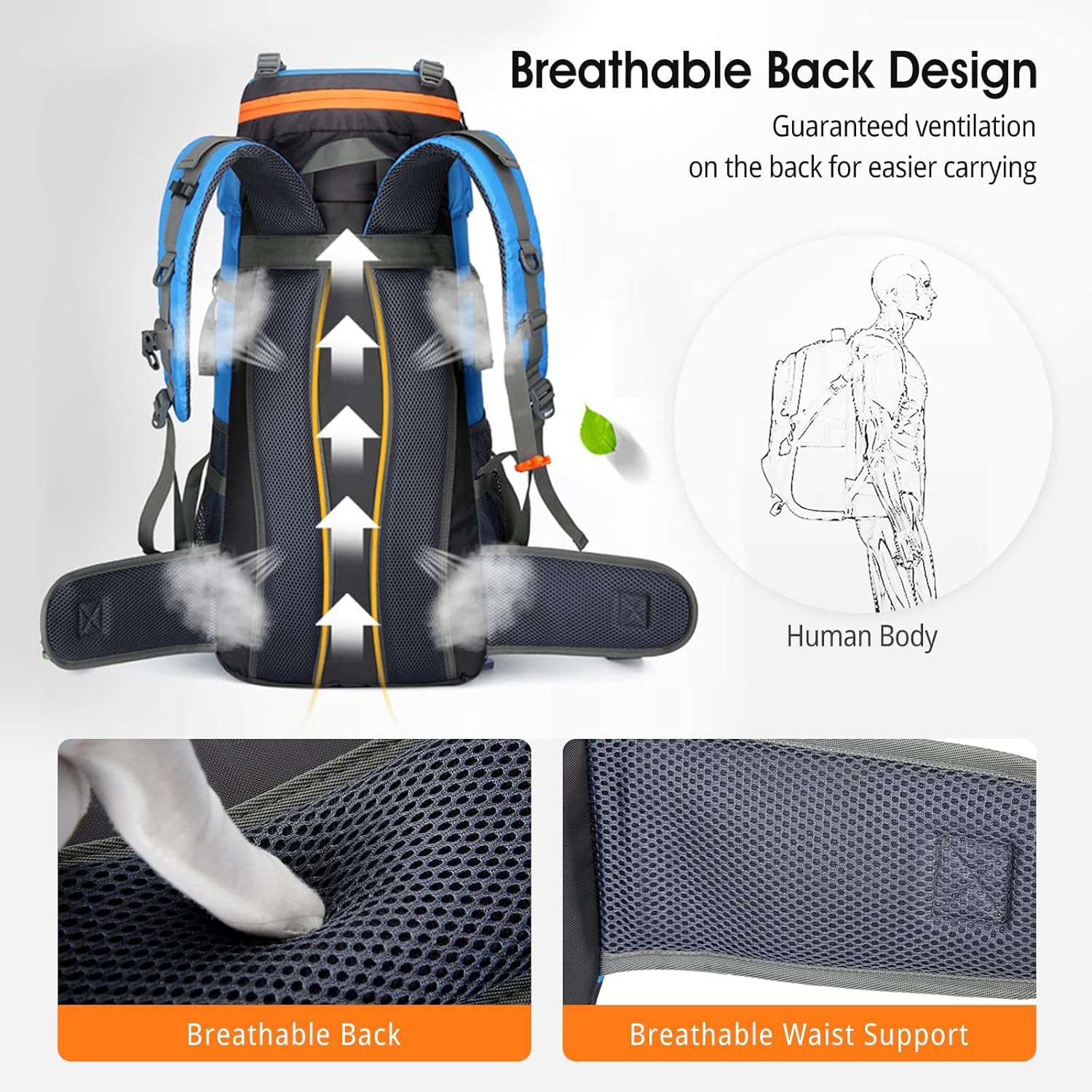 Kingsea Mochila de montañismo de 70 litros, para hombres y mujeres, gran capacidad, deportes al aire libre, senderismo, escalada, camping, mochila