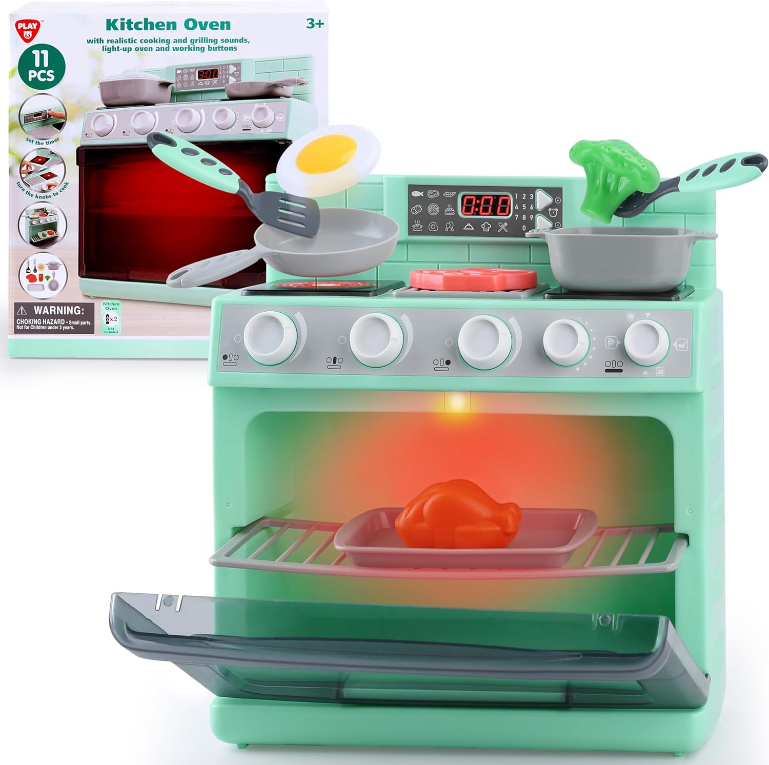 Accesorios de cocina para jugar al horno de juguete, aparato realista para niños con luces y sonidos, juego único de cocina para niños, juguetes de