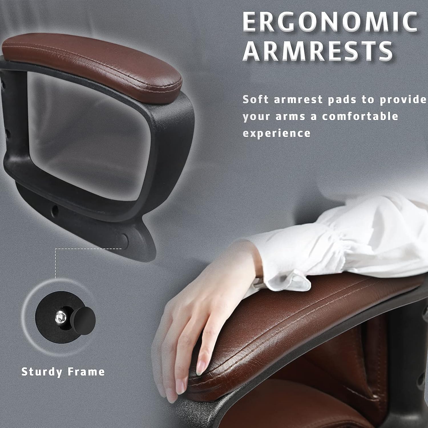 LEMBERI Silla de escritorio de oficina, silla ejecutiva gerencial grande y alta, silla de computadora con respaldo alto, sillas ergonómicas de piel