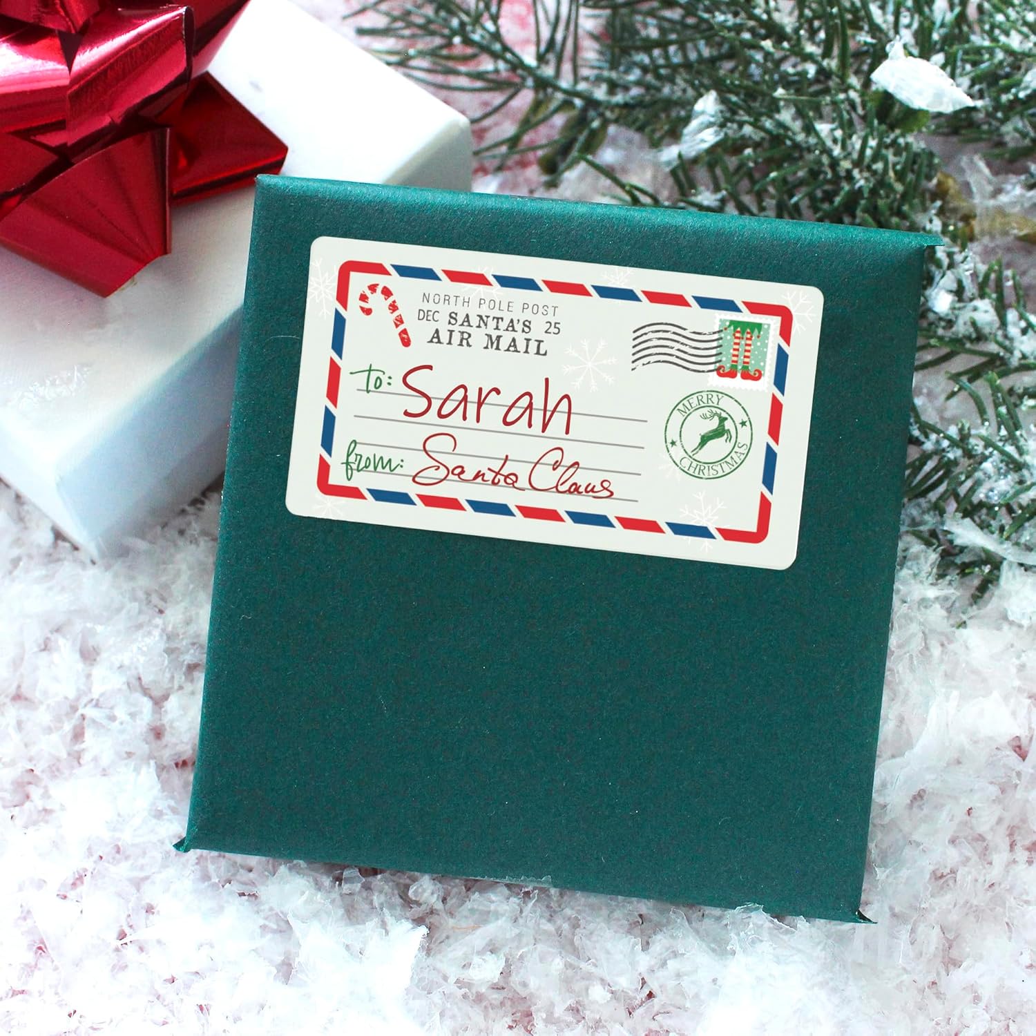 Etiquetas adhesivas de Navidad de Papá Noel, 75 etiquetas, etiquetas de regalo para niños