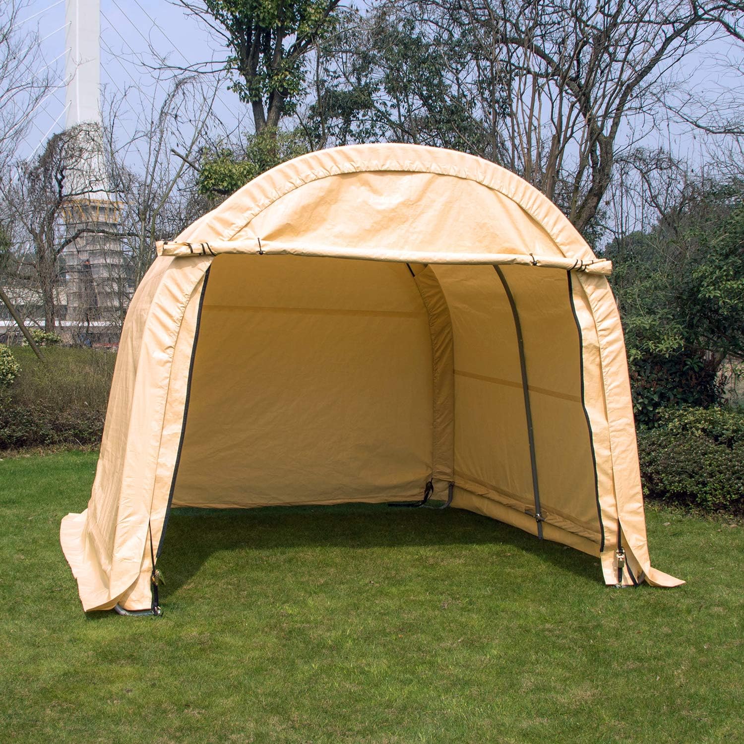 Toldo grande y resistente para cochera, portátil, para garaje, barco, refugio, tienda de campaña para fiestas, bodas, jardín, color beige, estilo