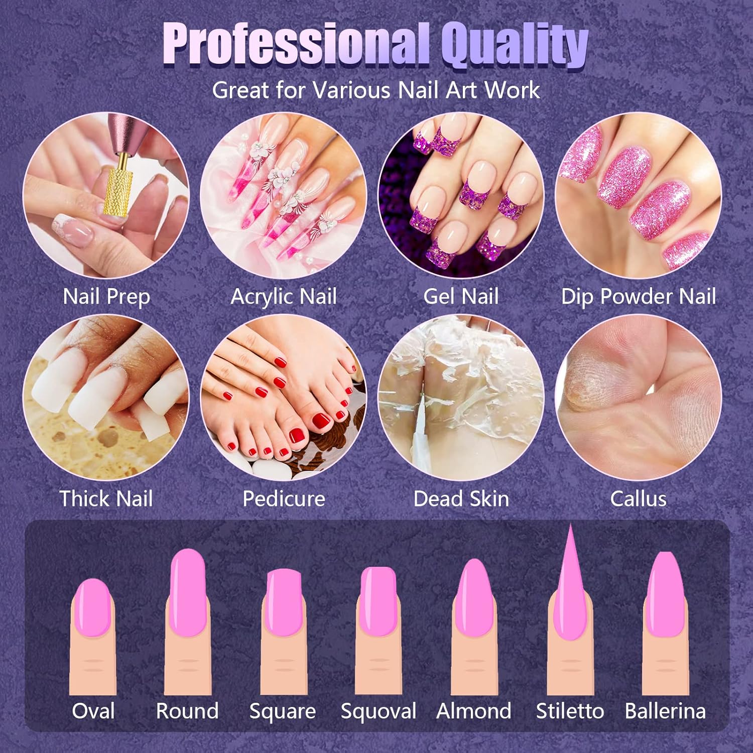 Depvko Juego de 13 brocas de carburo de tungsteno para uñas, brocas de cutícula para uñas acrílicas, para manicura, pedicura, salón de belleza en