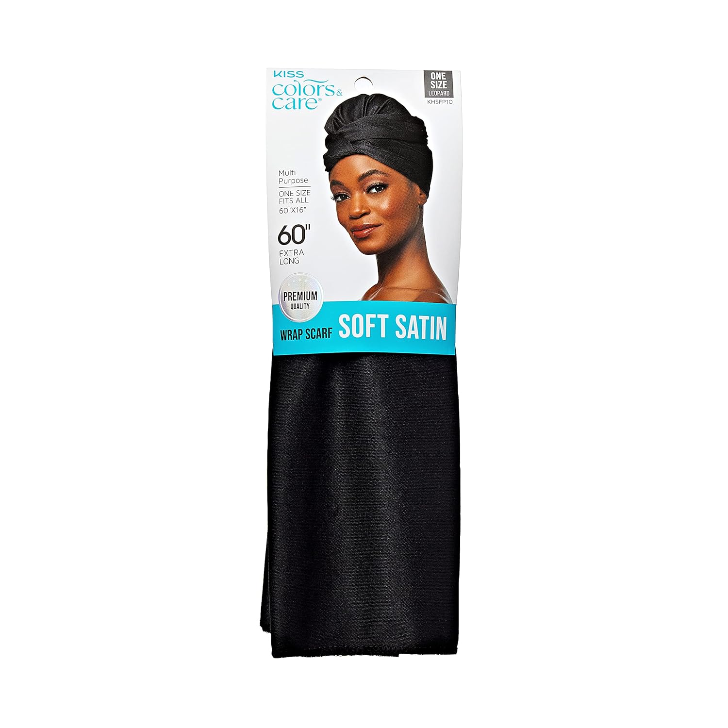 KISS COLORS & CARE Bufanda de satén suave  Negro, de larga duración, multiusos, suave bufanda premium para minimizar el encrespamiento, evitar
