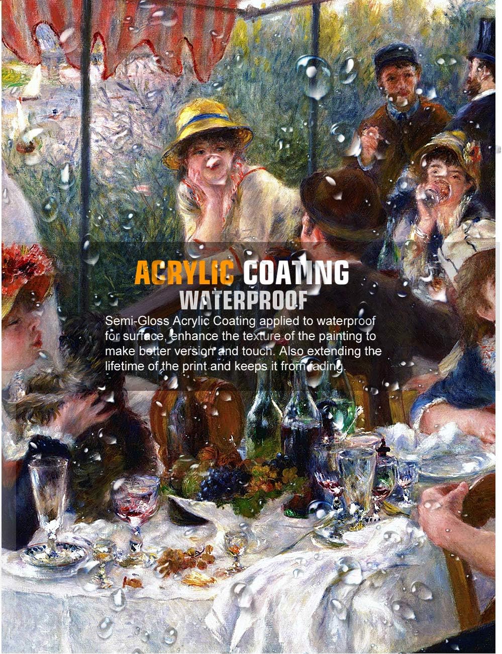 DECORARTS – Almuerzo de la fiesta náutica de Pierre-Auguste Renoir. Reproducción de pintura al óleo, impresión giclée sobre lienzo. Arte de pared