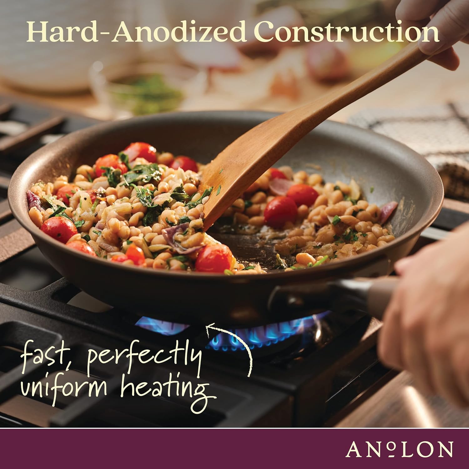 Anolon Advanced Home – Sartén antiadherente anodizada dura (10.25 pulgadas, bronce)