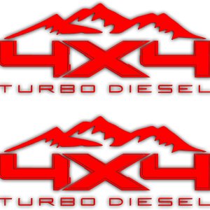 4X4 Turbo Diesel Mountain Bedside Vinyl Decal for Ford Trucks Red 4X4 Turbo Diesel Mountain Bedside Vinyl Decal for Ford Trucks Red