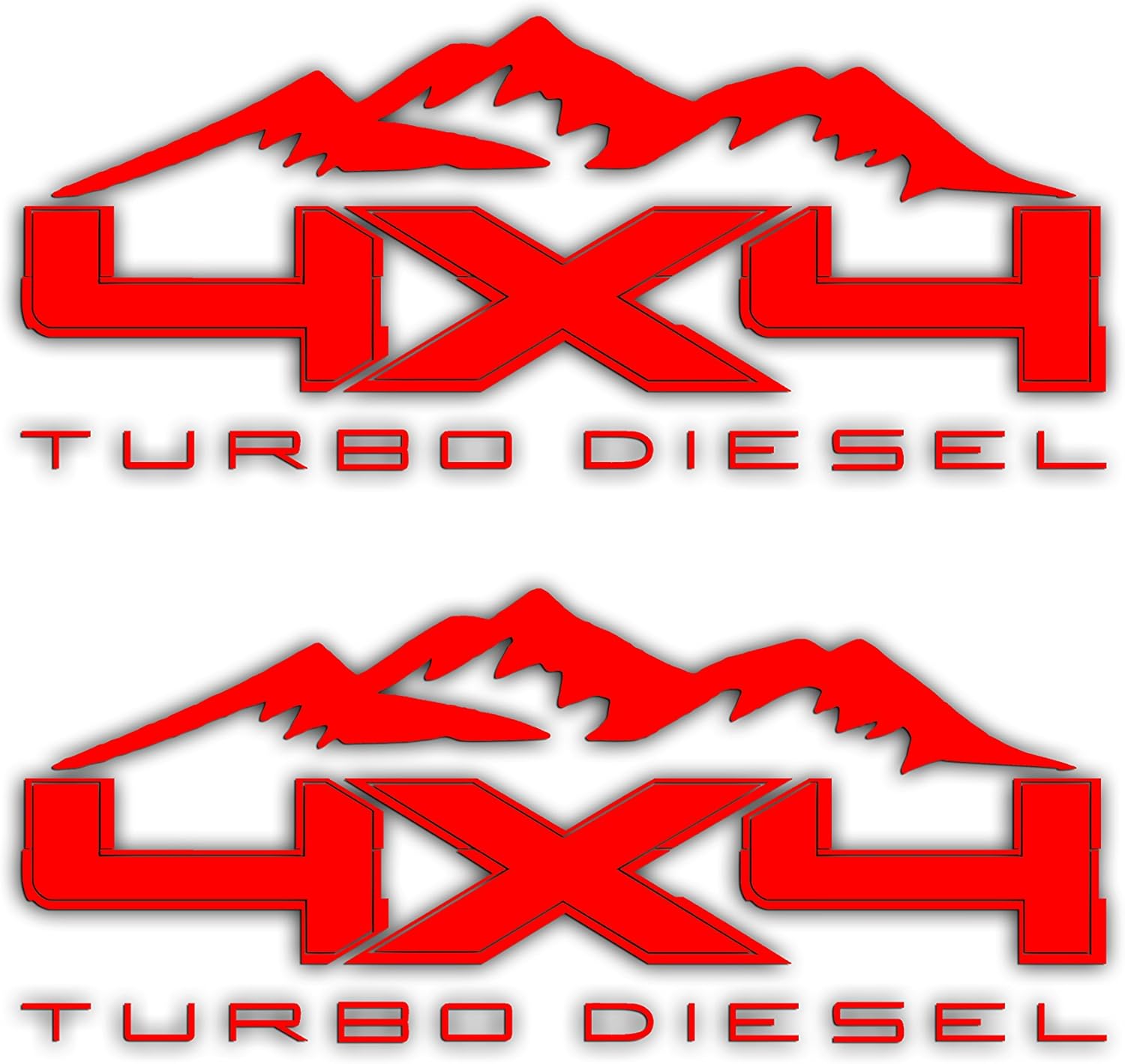4X4 Turbo Diesel Mountain Bedside Vinyl Decal for Ford Trucks Red