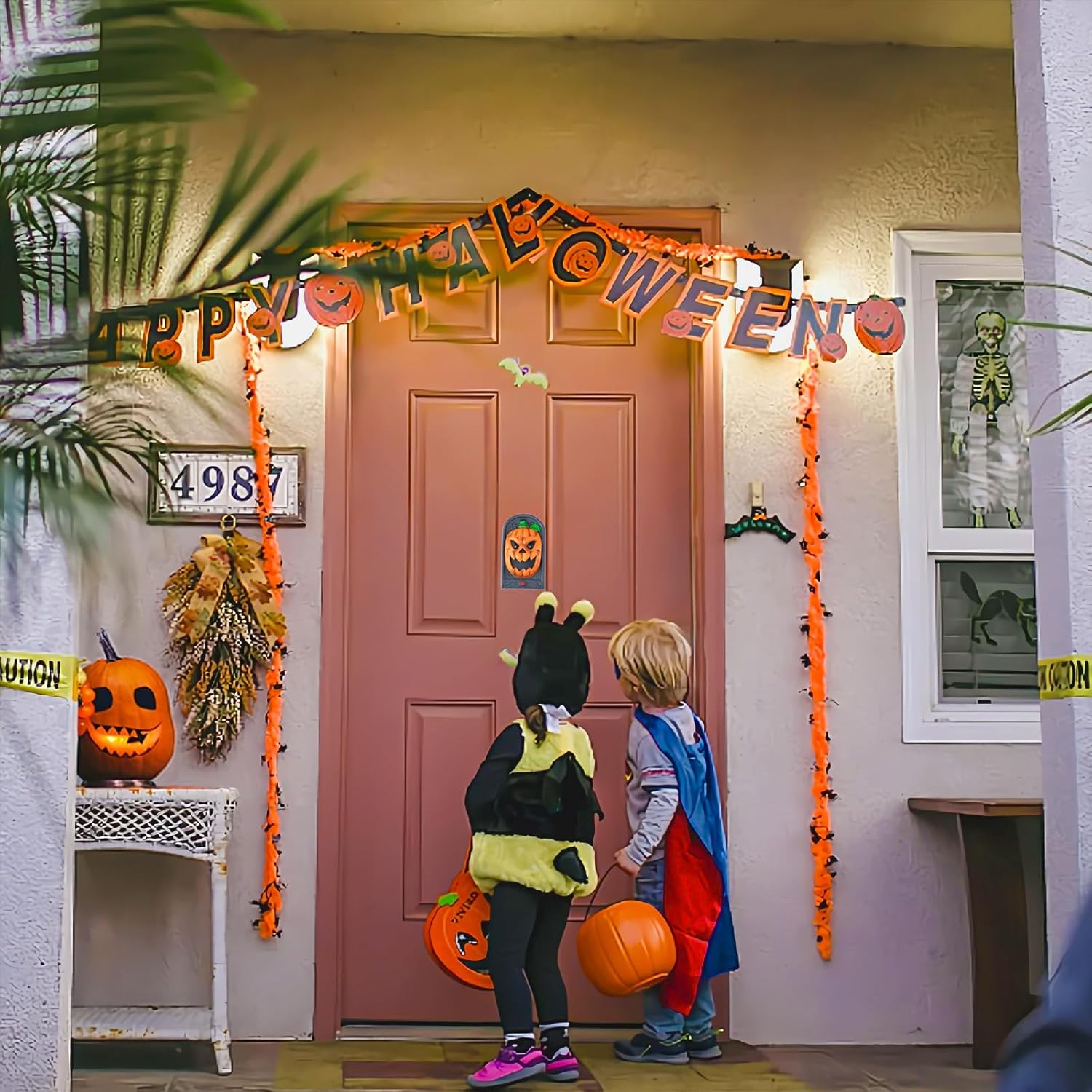 Decoraciones de timbre de Halloween, timbre de calabaza de casa encantada, decoraciones de Halloween aterradoras con sonidos espeluznantes para