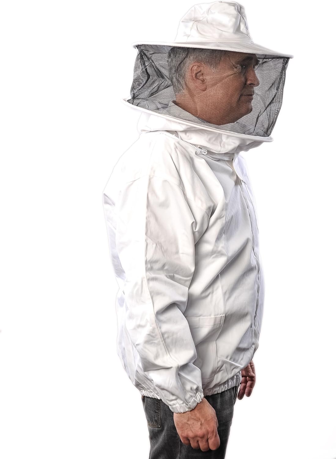 FOREST BEEKEEPING SUPPLY Chaqueta de algodón transpirable de alta calidad con velo redondo, chaqueta profesional de apicultor YKK con cremalleras de