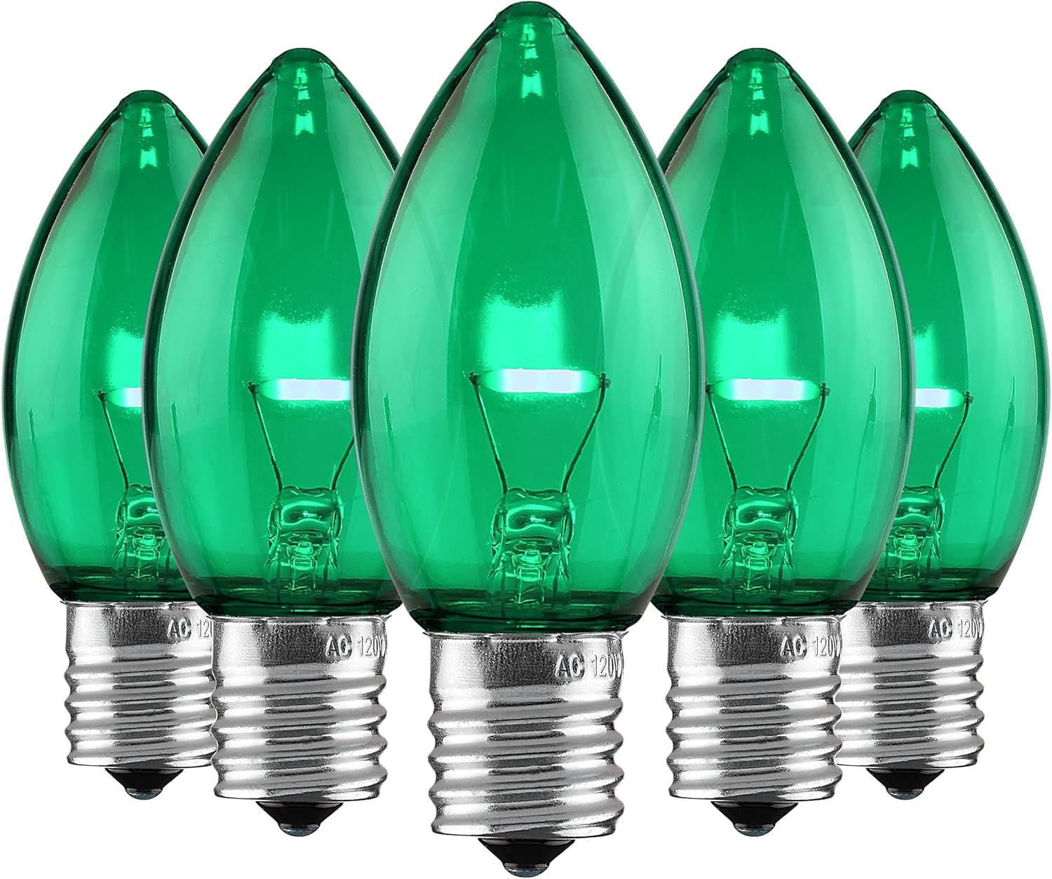 Juego de 25 salidas de iluminación navideñas C9 LED de Navidad  Luces de filamento LED C9 verdes  Bombillas de Navidad C9 para uso en interiores y