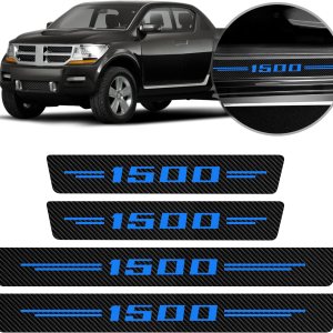 4 unidades para RAM 1500 protectores de umbral de puerta de automóvil, calcomanía de cuero de fibra de carbono para umbral de puerta de automóvil 4 unidades para RAM 1500 protectores de umbral de puerta de automóvil, calcomanía de cuero de fibra de carbono para umbral de puerta de automóvil