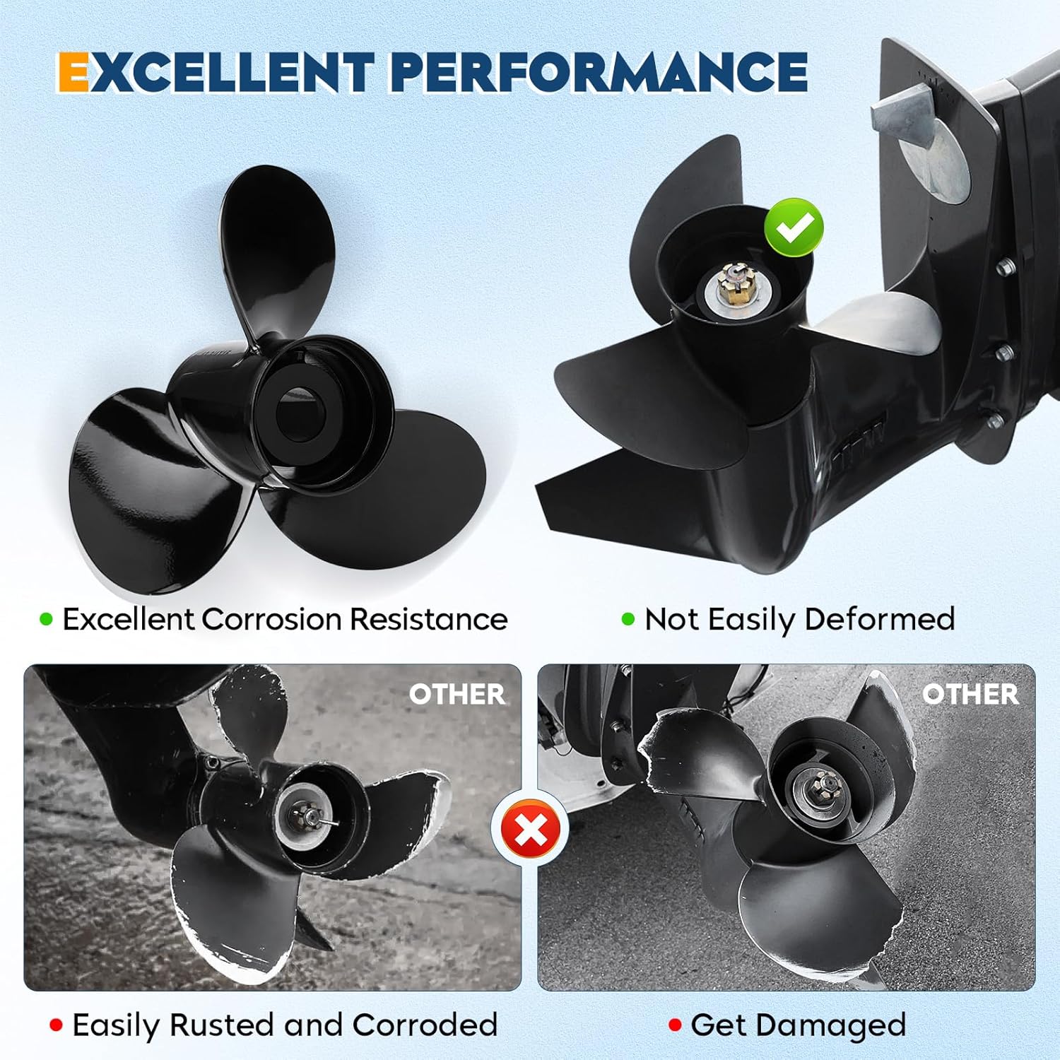 Hélice fuera de borda para barco 14 12×19, 14.25×21, 14×19, 13 14×17, 13 34×15, 14×13, 13.4×15, 10 38 x13, 9×9 apto para motores Mercury 6-300HP, 4