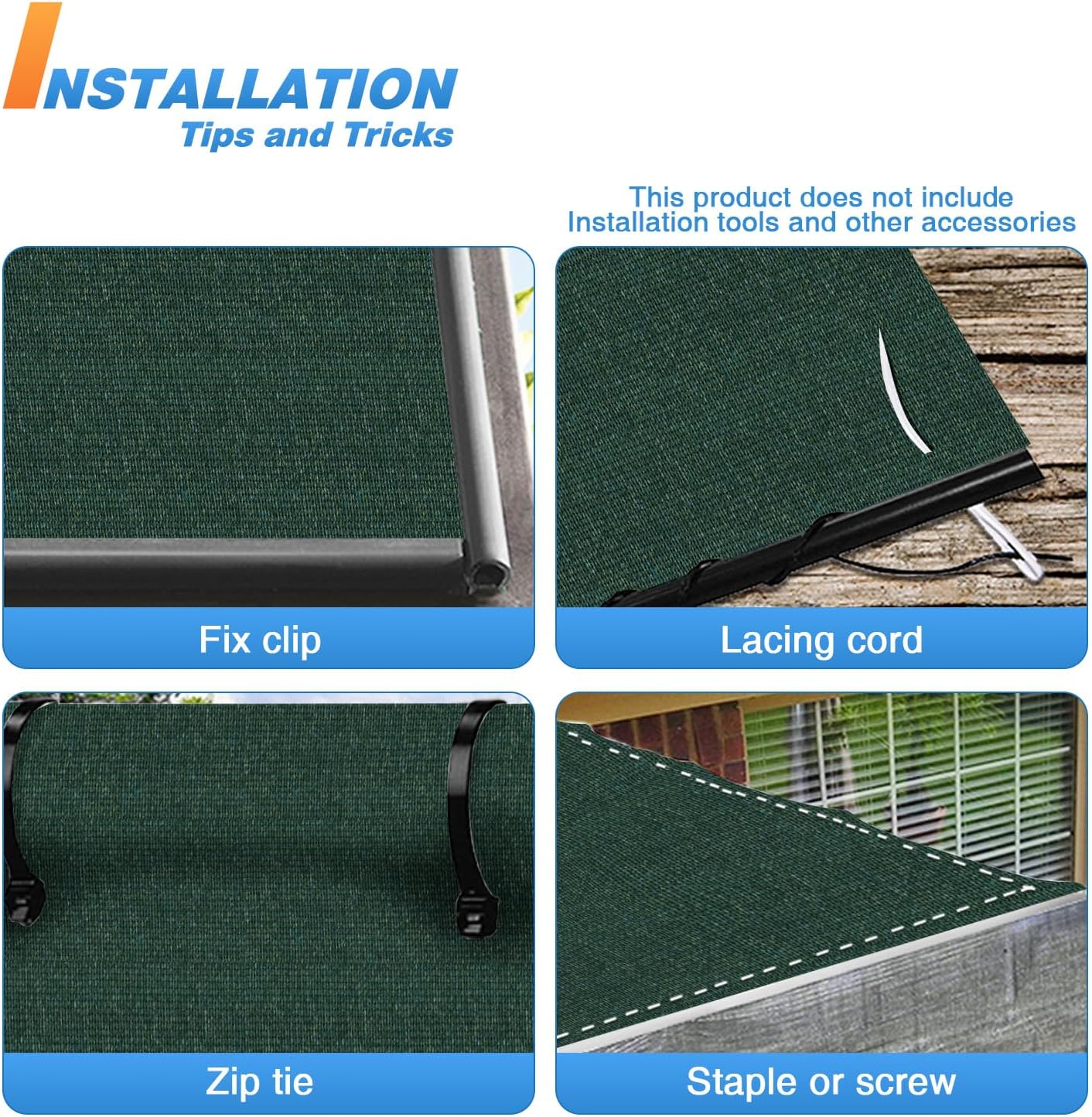 TANG Sunshades Depot – Tela de sombra de 8 x 50 pies, 180 GSM HDPE, tela verde oscuro, rollo de hasta un 95% de bloqueo, red de malla U* V para