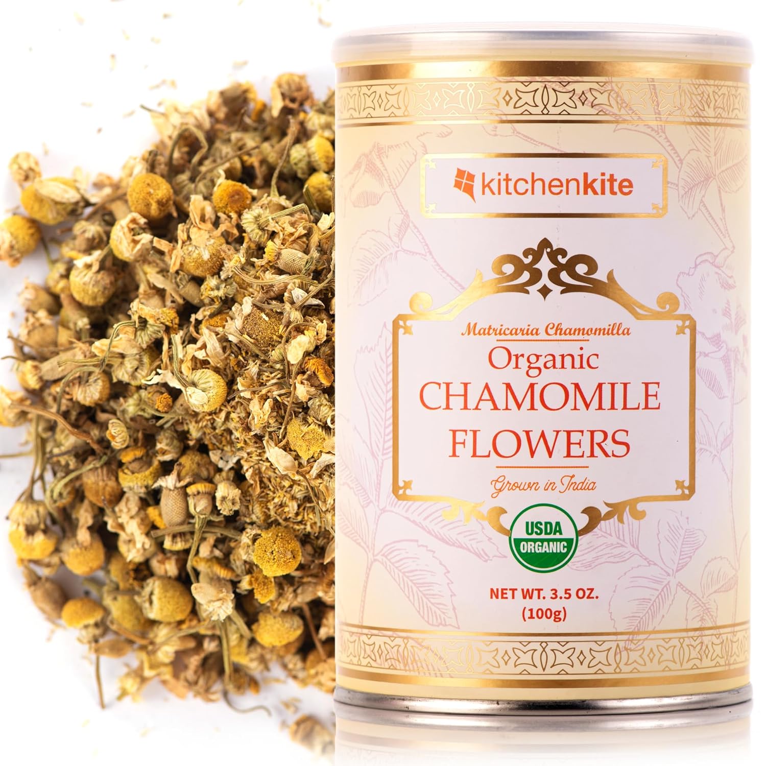 Flor de manzanilla orgánica, 100% natural y de calidad premium, aprobado por el USDA, té de hierbas, sin OMG, sin cafeína, 3.53 oz