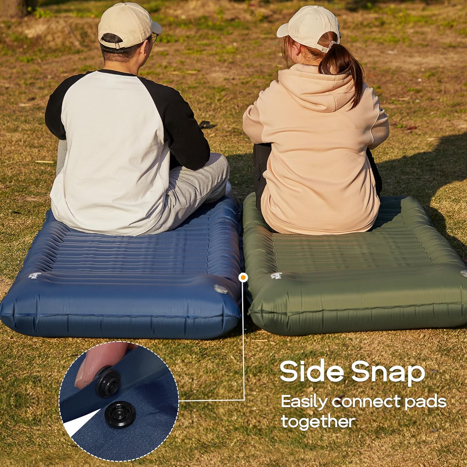 PORTAL Colchoneta inflable extra gruesa de 3.9 pulgadas para acampar, colchoneta de dormir con almohada, bomba de pie incorporada, bolsa de