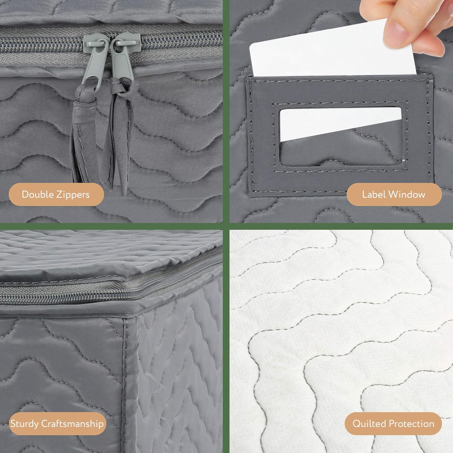 LotFancy Contenedores de almacenamiento para copas, paquete de 2, estuche de almacenamiento acolchado de lujo con divisores para 24 copas de vino,