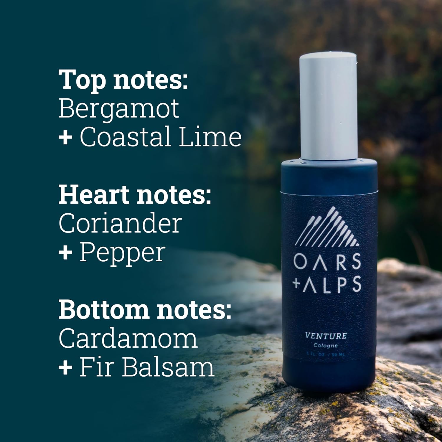 Oars + Alps Venture Colonia y spray corporal, mezcla notas cítricas refrescantes con aromas a base de hierbas, apto para TSA, 1 onza líquida