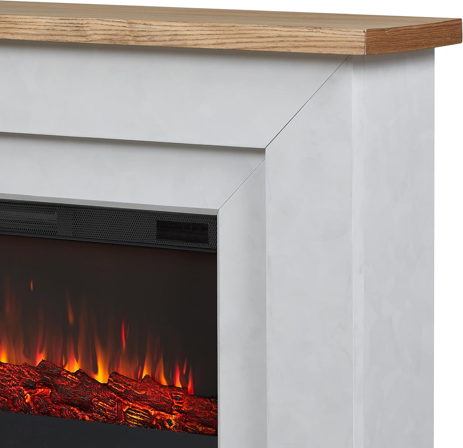Malie – Soporte para TV con chimenea eléctrica de 68 pulgadas, color gris veneciano Real Flame