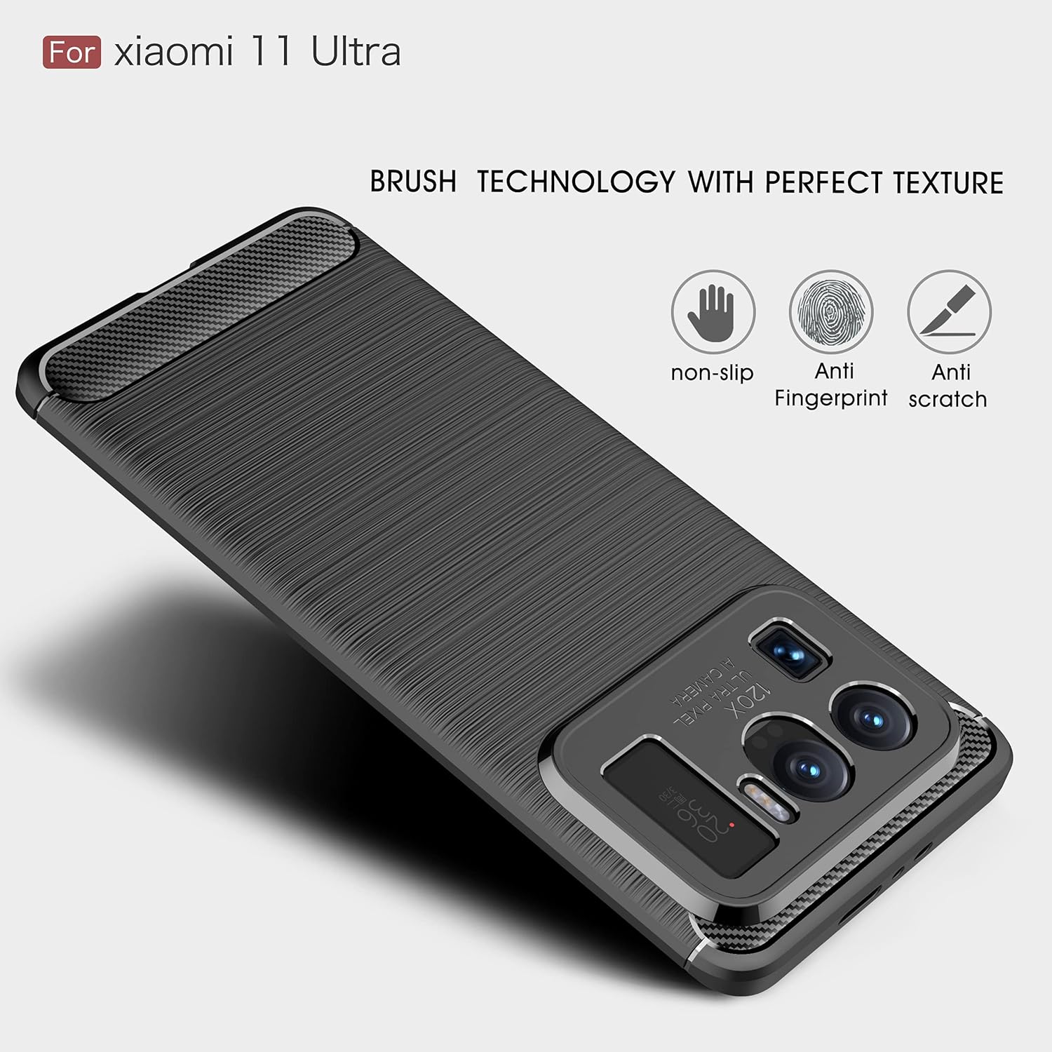 Funda compatible con Xiaomi Mi 11 Ultra, cubierta de diseño de textura de fibra de carbono, funda de absorción de impactos diseñada para Xiaomi Mi