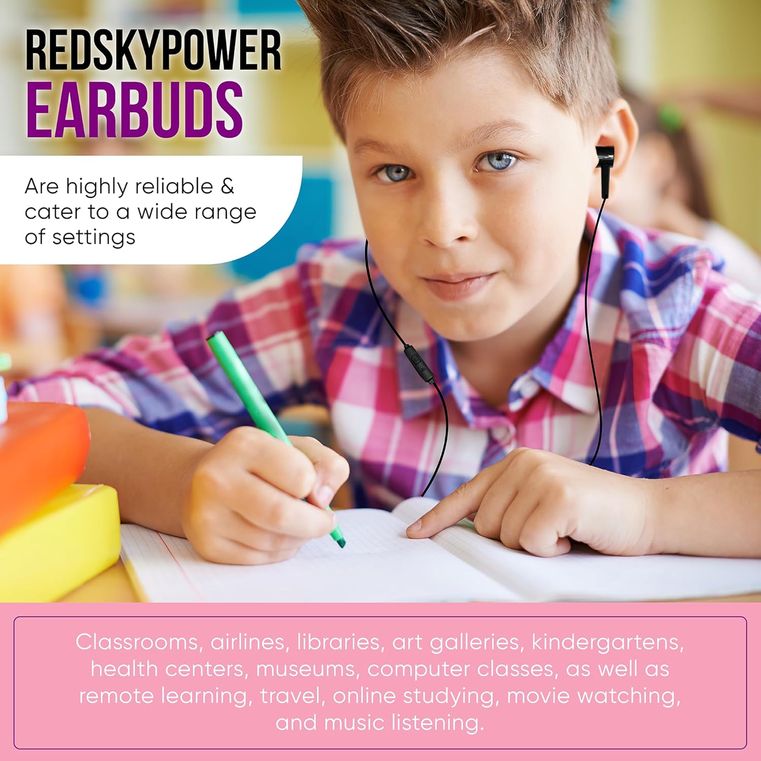 Paquete de 20 auriculares con micrófono multicolor para niños, empaquetados individualmente, auriculares desechables con micrófono, ideales para
