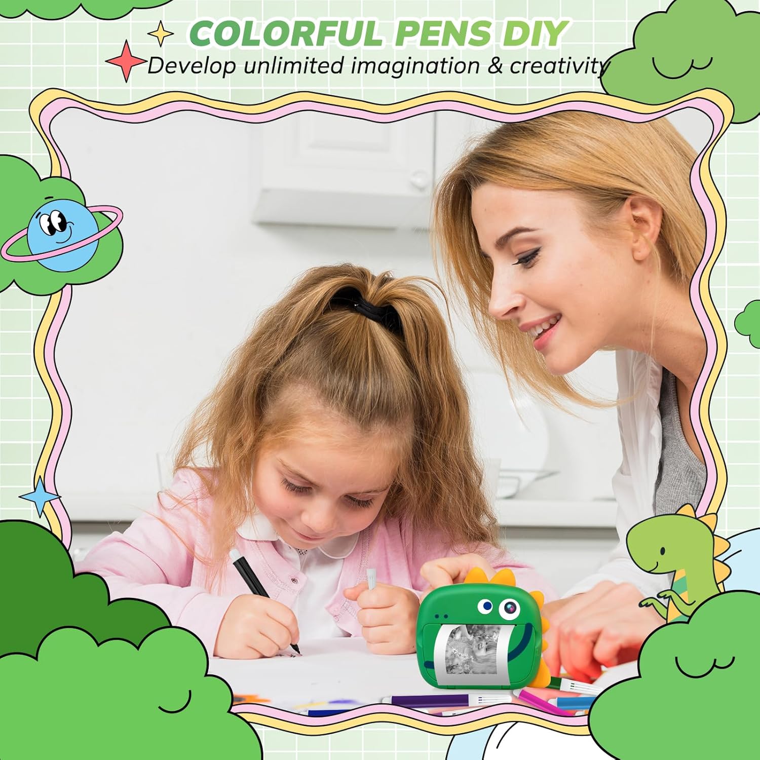 Cámara de impresión instantánea para niños, cámara de video HD con impresión instantánea, conexión WiFi con impresión de álbum móvil, juego de