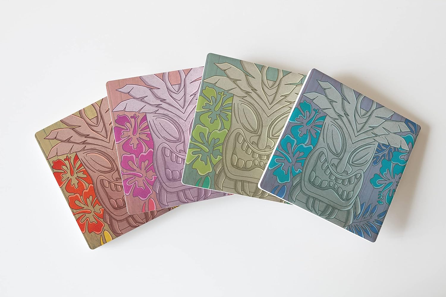 4 posavasos de cerámica absorbente con parte trasera de corcho, diseño artístico, juego de posavasos cuadrados de 4 pulgadas, protege la mesa, gran