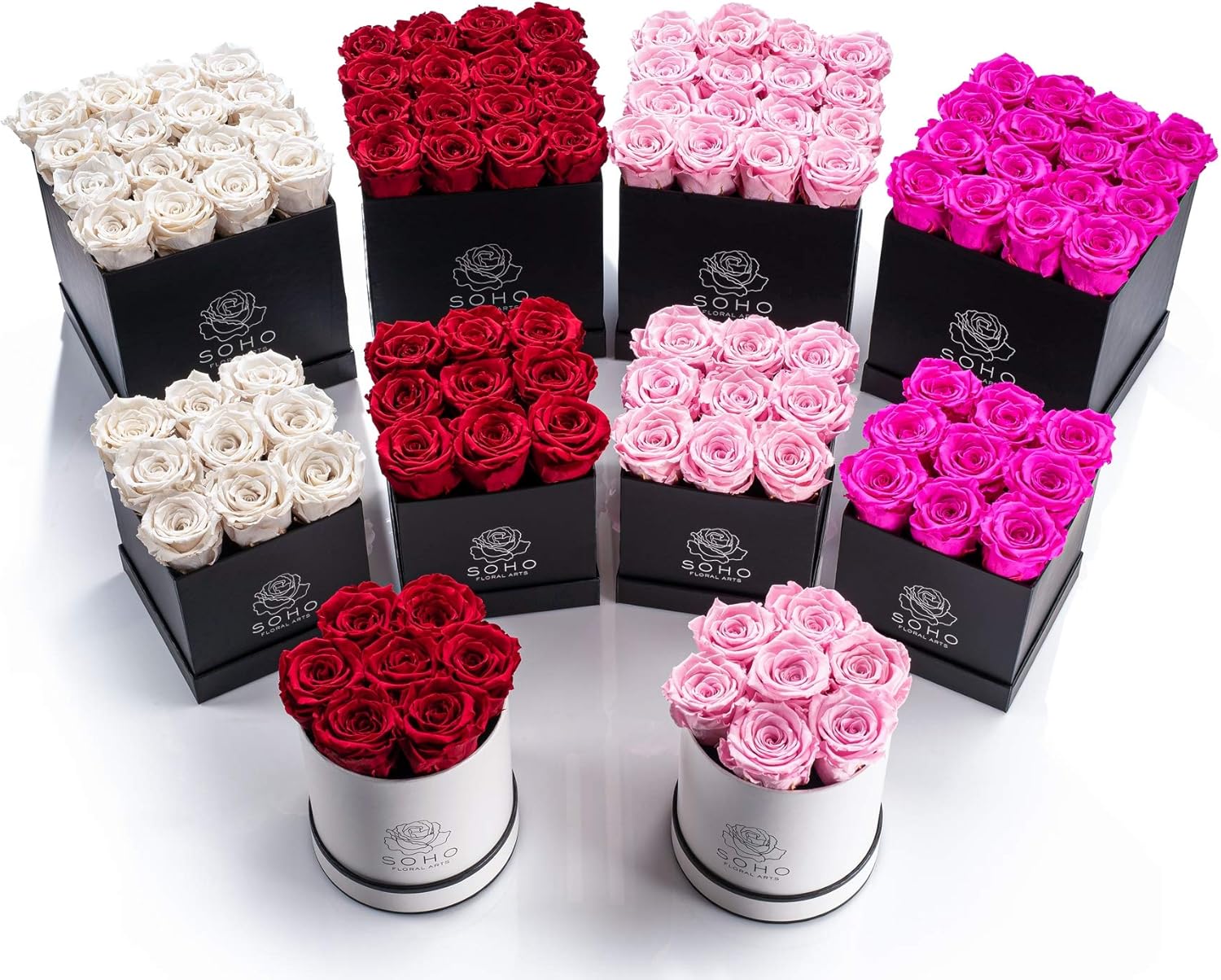 Soho Floral Arts  Rosas en caja  Rosas reales duran un año o más  Rosas eternas en caja  Flores frescas conservadas