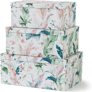 Soul & Lane Jardin Jewel – Juego de 3 cajas de cartón con tapa para guardar recuerdos y fotos, cajas de regalo para regalos Soul & Lane Jardin Jewel – Juego de 3 cajas de cartón con tapa para guardar recuerdos y fotos, cajas de regalo para regalos