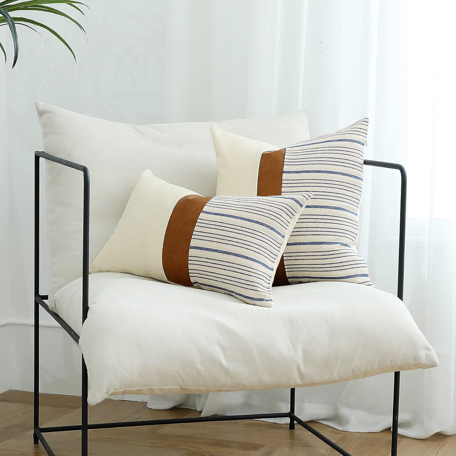 Fundas de almohada de 20 x 20 pulgadas, fundas de almohada cuadradas de piel sintética de algodón tostado, fundas de almohada decorativas para el