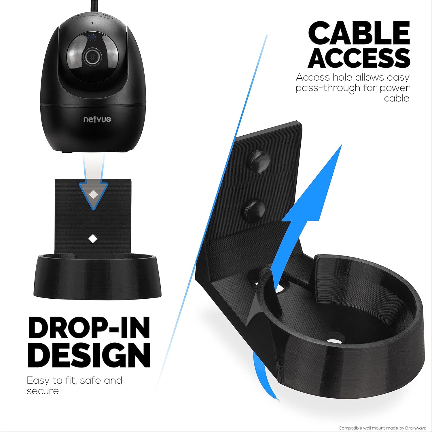 Soporte de pared compatible con cámara NETVUE NI-3421 para interiores de mascotas y bebés, soporte adhesivo para cámara de seguridad, reduce los