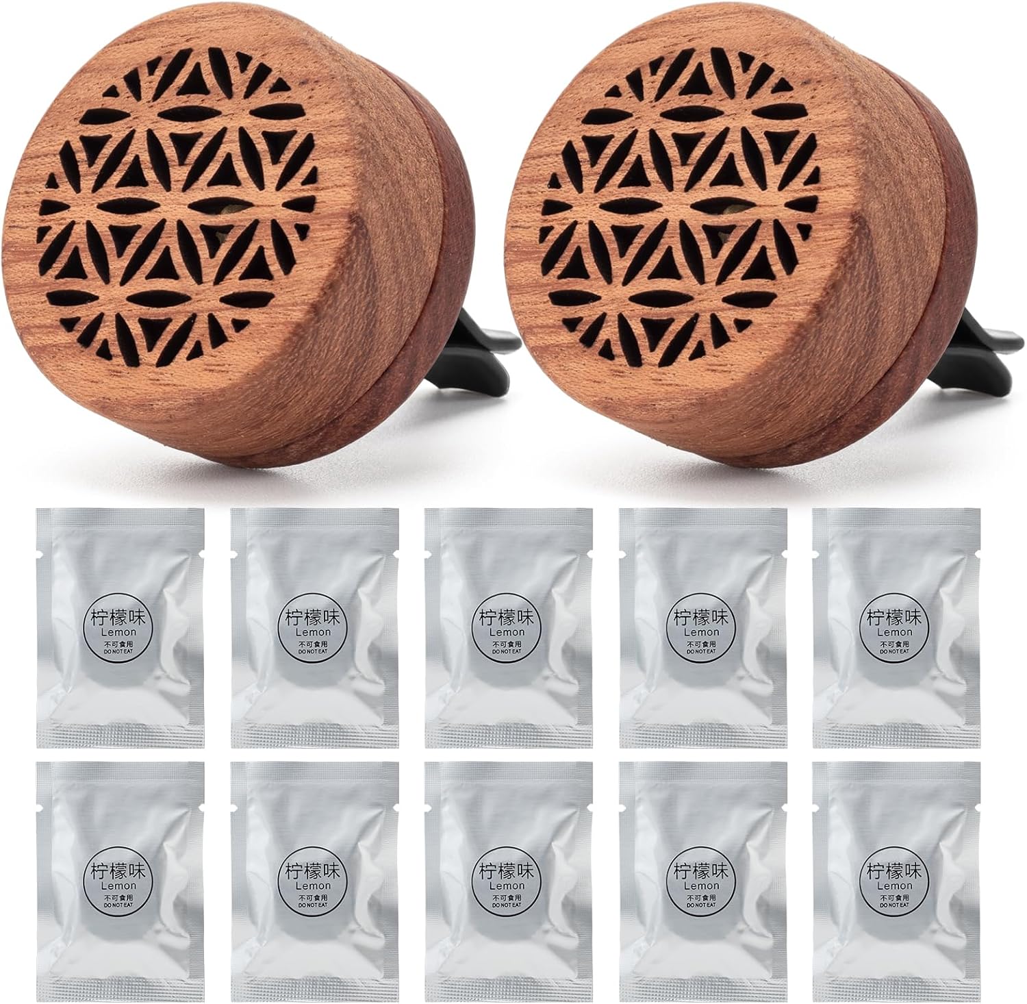 2 ambientadores de coche con 10 tabletas fragantes, difusor de madera de aromas, clips de ventilación, difusor de aceites esenciales para mujeres y