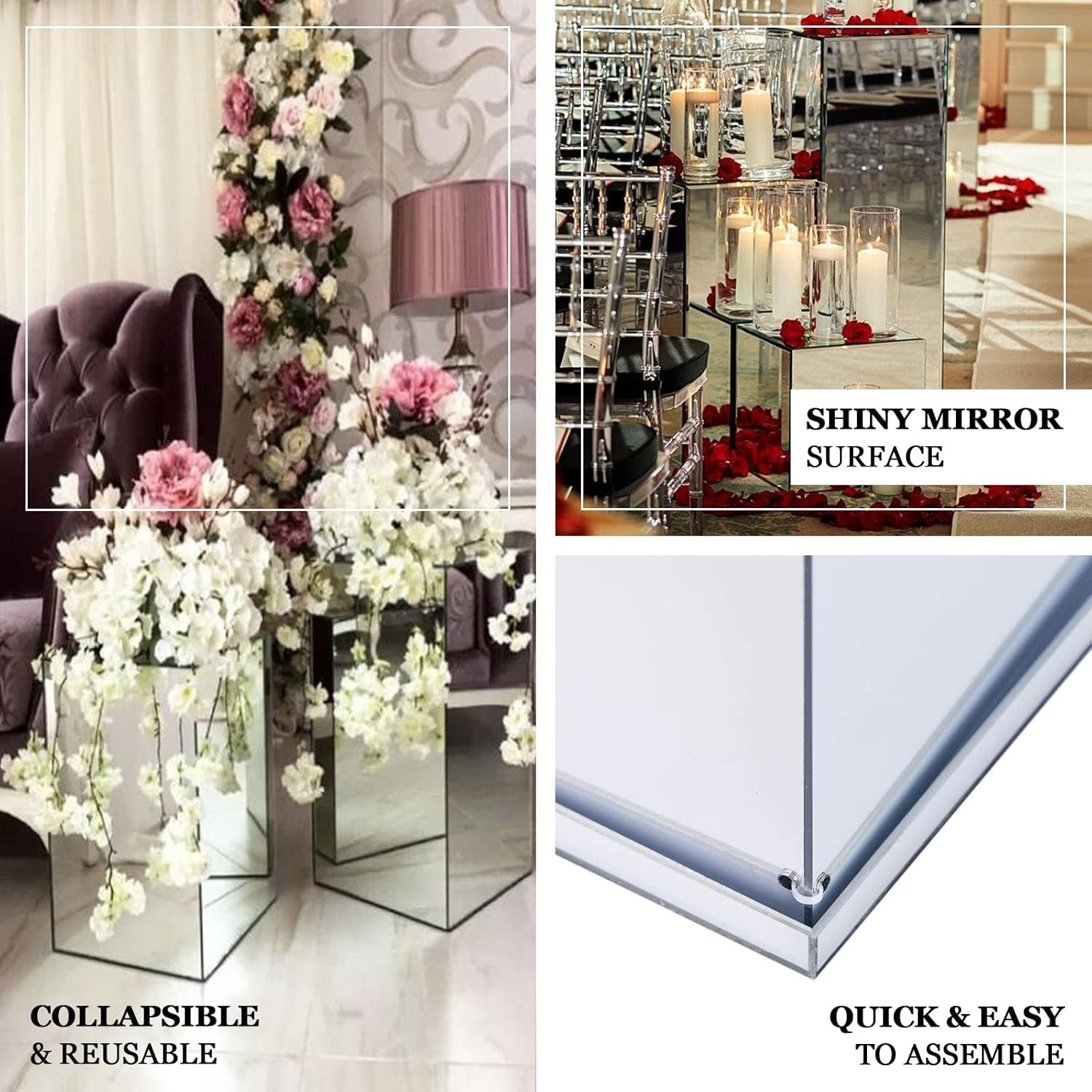 Efavormart – Caja de exhibición transparente de 16 pulgadas para centros de mesa con tapa y base intercambiables