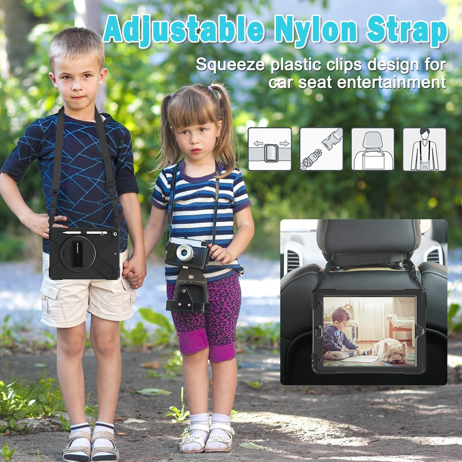 BRAECN Funda para iPad de 987 generación, resistente a los golpes, con protector de pantalla, soporte para lápices, soporte para tapa de lápiz,