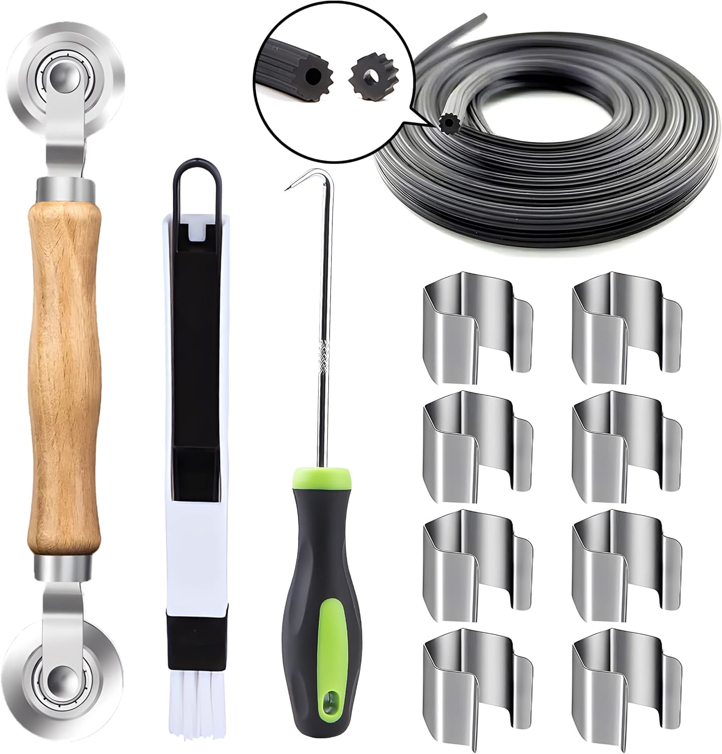 11 herramientas de reparación de pantalla de ventana, herramienta de rodillo de pantalla, kit de reparación de puerta de pantalla de ventana con