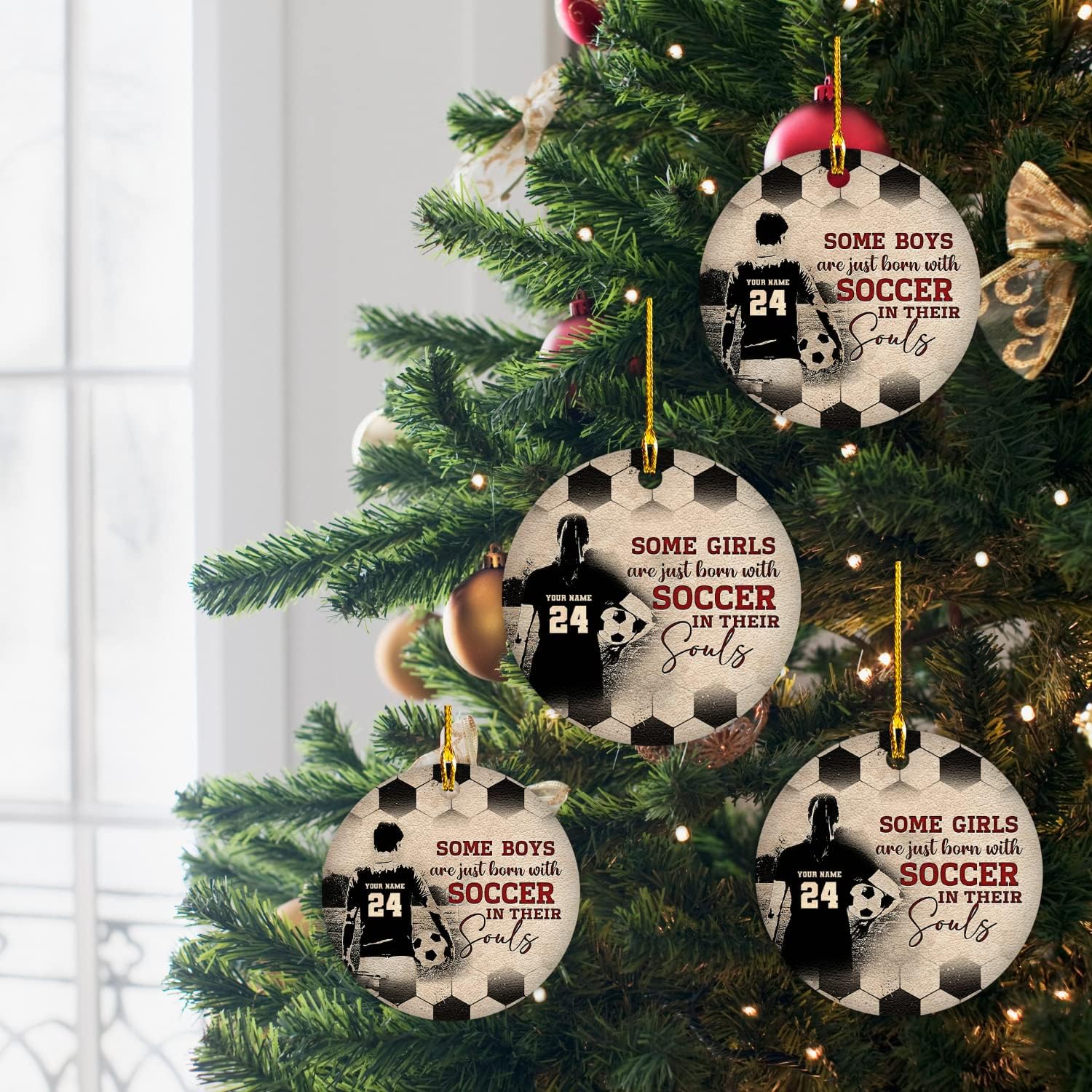 Adorno de Navidad de fútbol personalizado con nombre y número 2022, adornos de fútbol personalizados para Navidad, adorno de fútbol hecho a mano con
