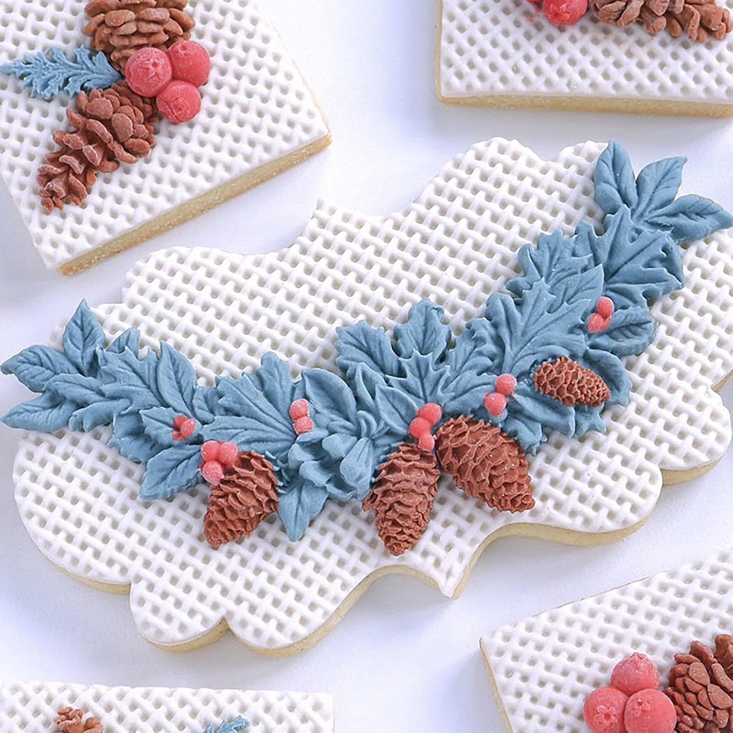 Moldes de fondant de cono de pino de Navidad, hojas de chocolate y dulces, decoración de pasteles de silicona para galletas, mazapán, mousse,