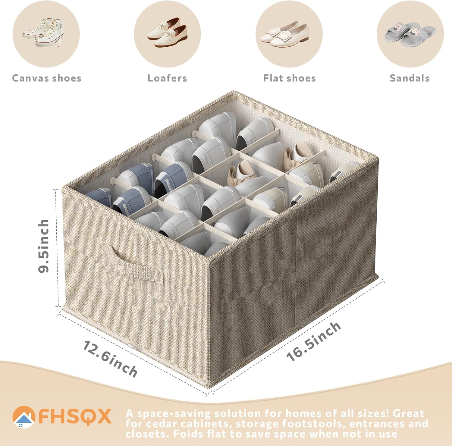 FHSQX Paquete de 2 organizadores de zapatos para armario, organizador de zapatos plegable, se adapta a hasta 24 pares, contenedores de