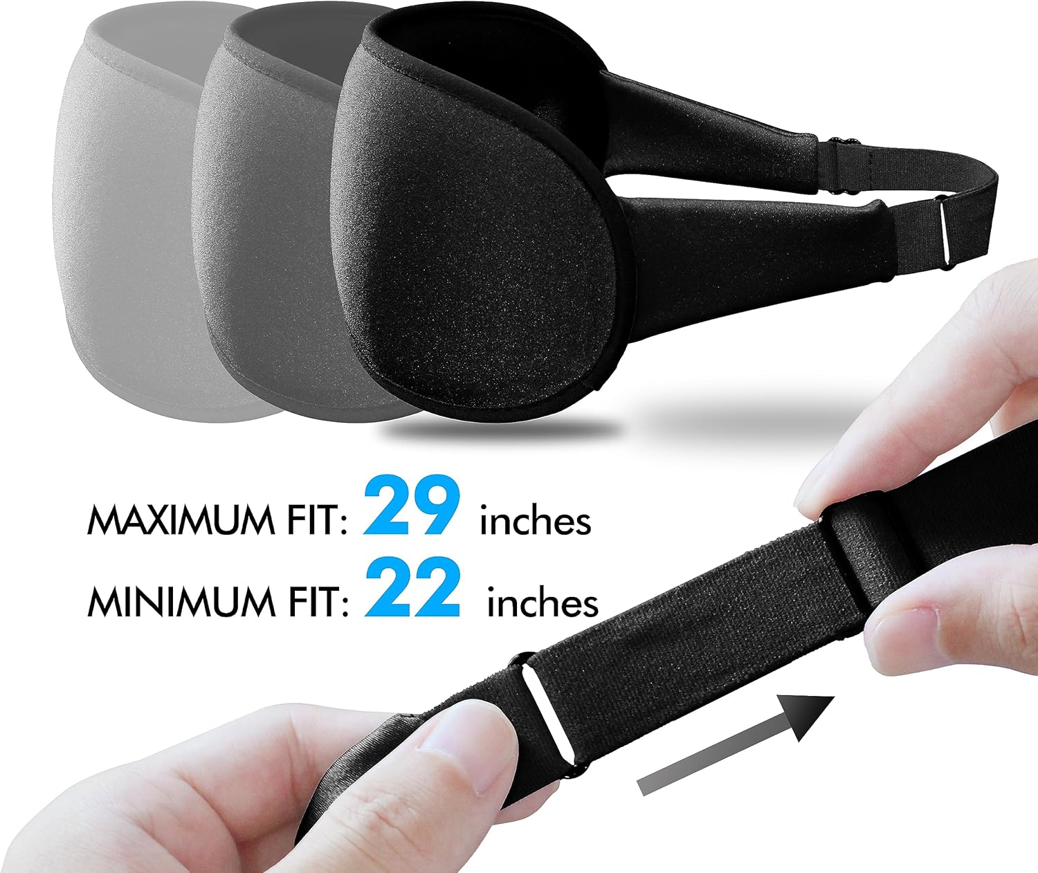 Máscara de dormir para dormir de lado, máscara de ojos mejorada con copa contorneada 3D, bloqueo de luz, máscara de ojos con correa ajustable,