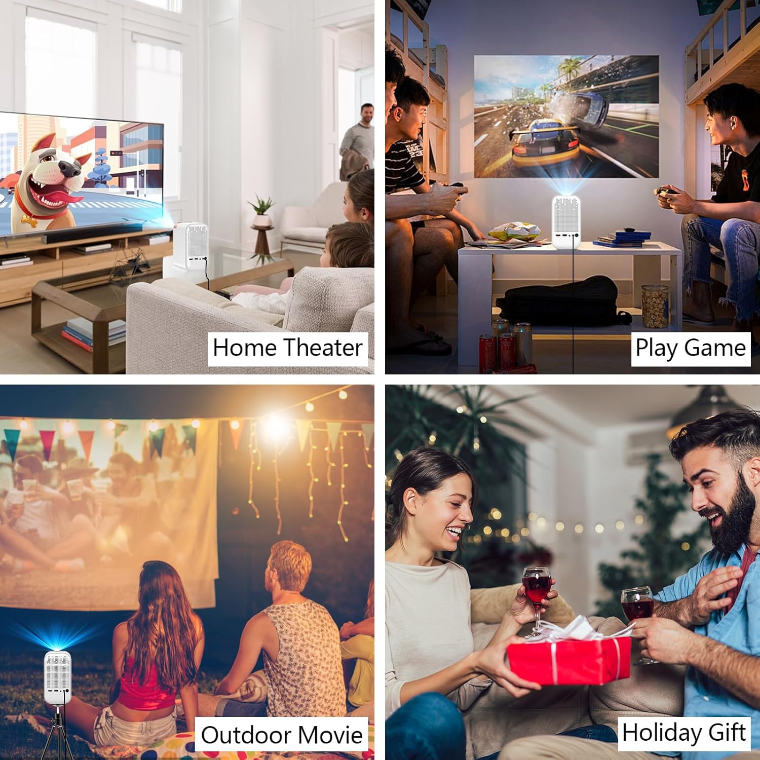 Mini proyector con WiFi 5G y Bluetooth, proyector compatible con 1080P con soporte para proyector, proyector de películas compatible con iOSAndroid,
