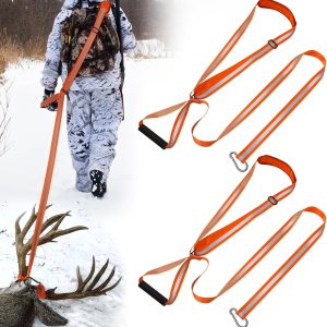 TOBWOLF Paquete de 2 correas de arrastre y arnés de ciervo resistente, correa de arrastre de ciervos de caza con mango antideslizante, correa TOBWOLF Paquete de 2 correas de arrastre y arnés de ciervo resistente, correa de arrastre de ciervos de caza con mango antideslizante, correa