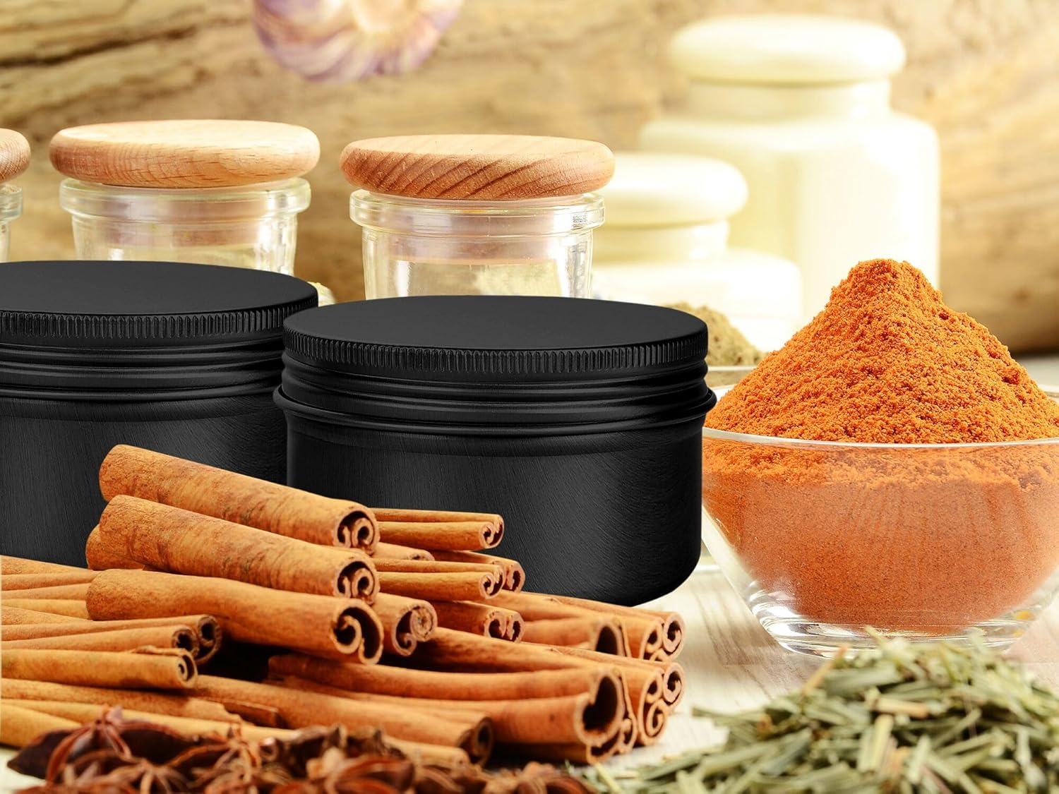WANBAO Paquete de 6 latas de aluminio de 4 onzas herméticas para almacenamiento, latas a granel con tapas de rosca para cocina, almacenamiento de