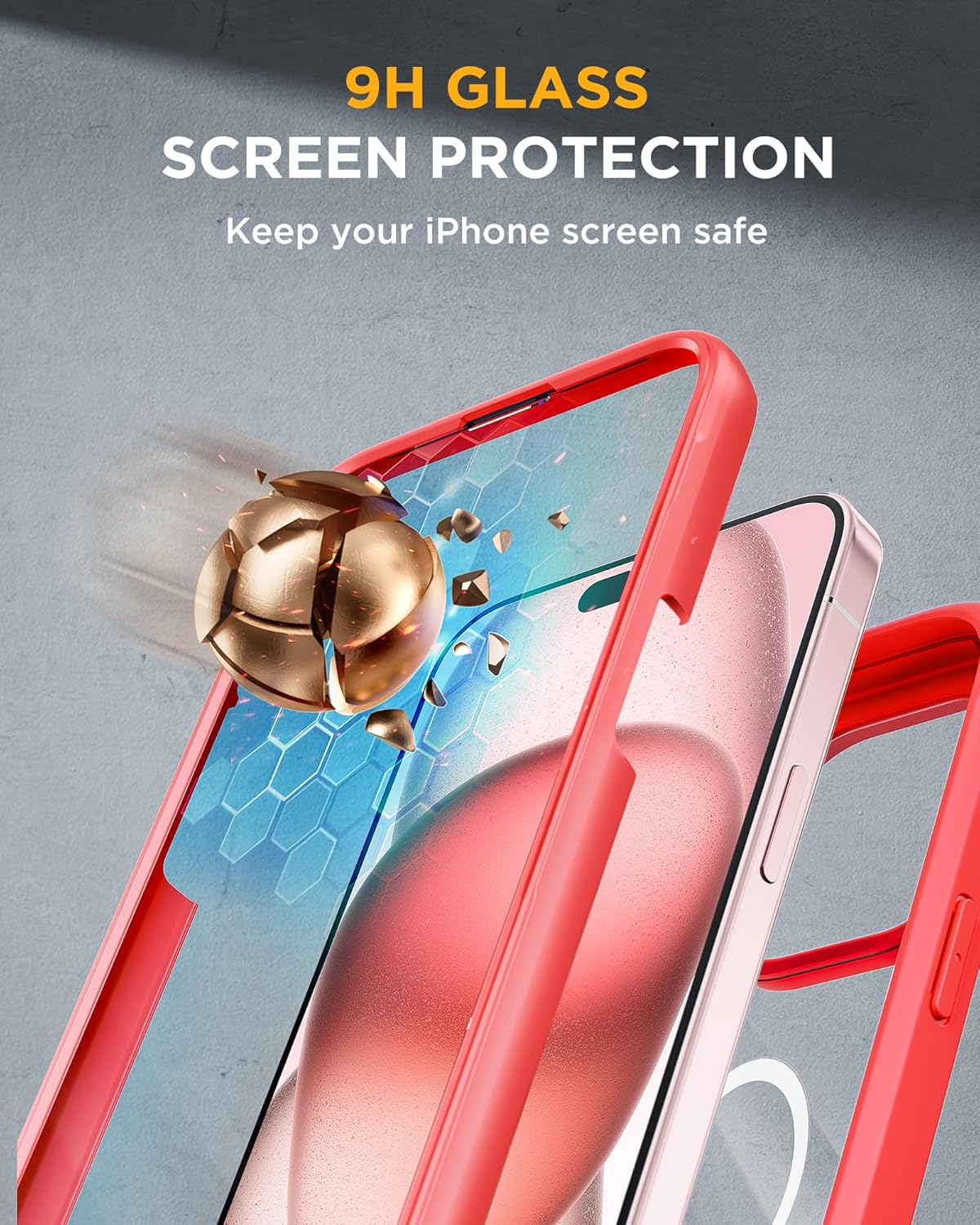 Miracase Glass Series – Funda para iPhone 15 compatible con MagSafe Funda magnética de cuerpo completo con protector de pantalla integrado de vidrio