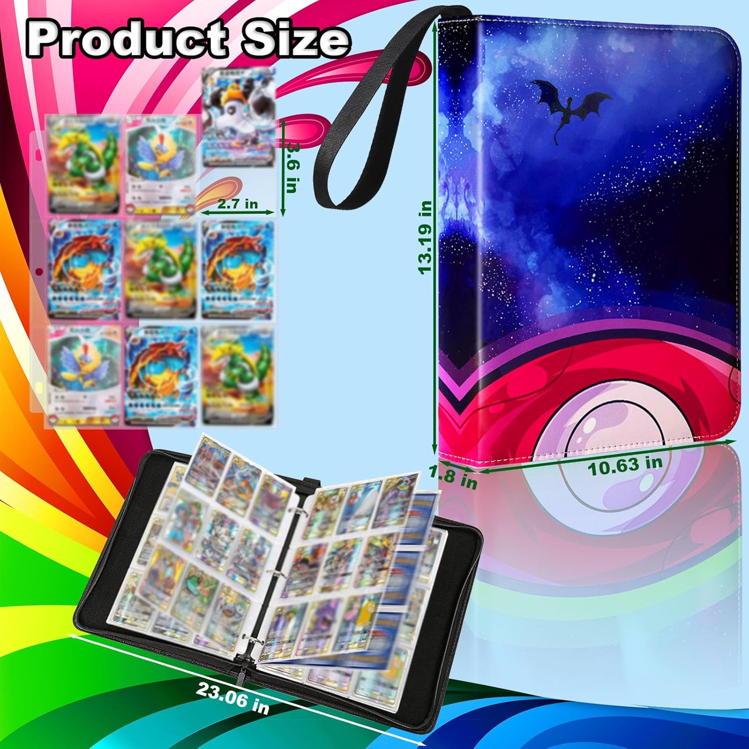 Dmoicols Carpeta de tarjetas para tarjetas intercambiables de juegos, con 990 bolsillos, 55 fundas. Estuche coleccionable para tarjetas