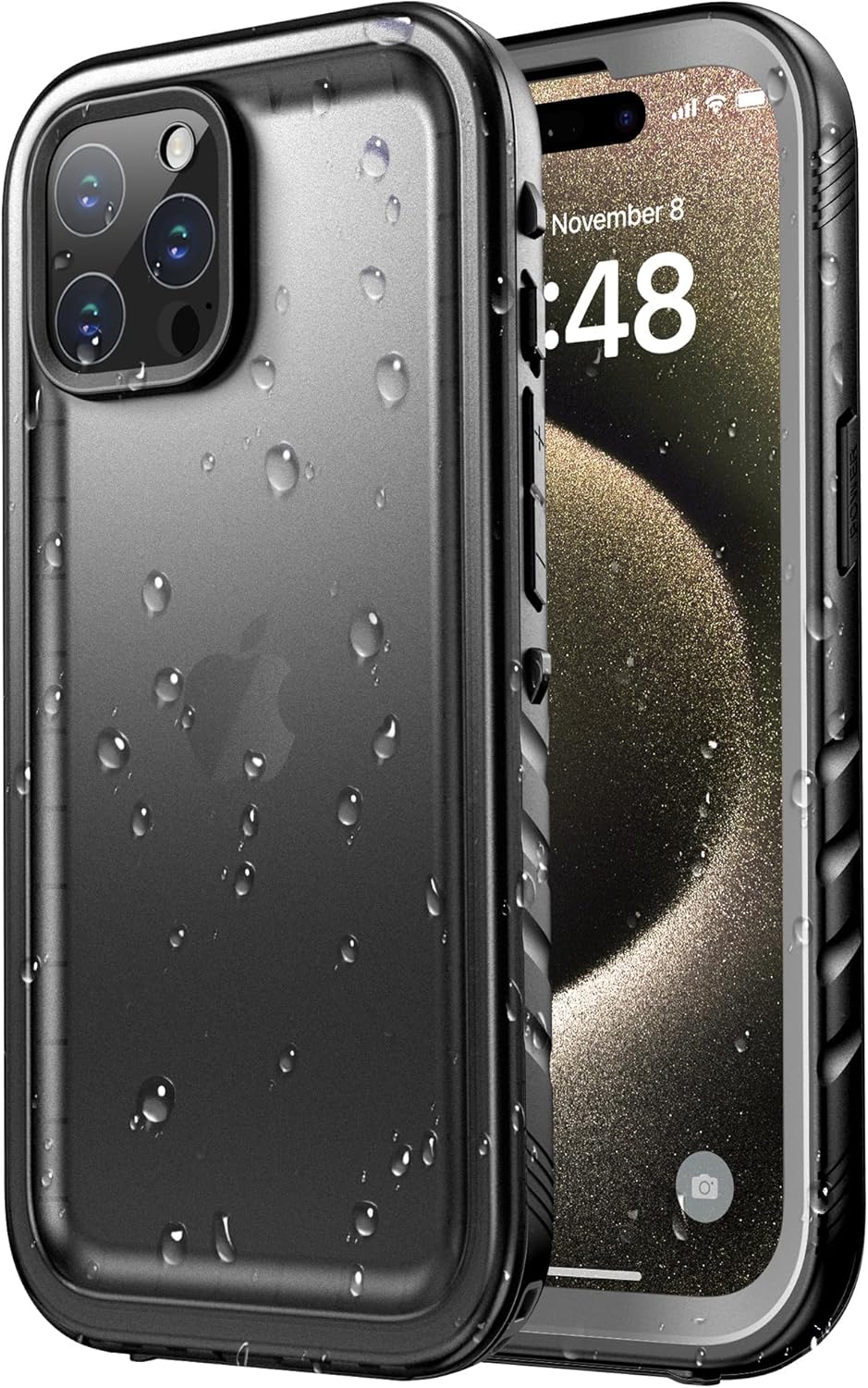 SPORTLINK Funda impermeable para iPhone 15 Pro Max, protector de pantalla integrado IP68 bajo el agua 6.6 pies a prueba de caídas militar a prueba