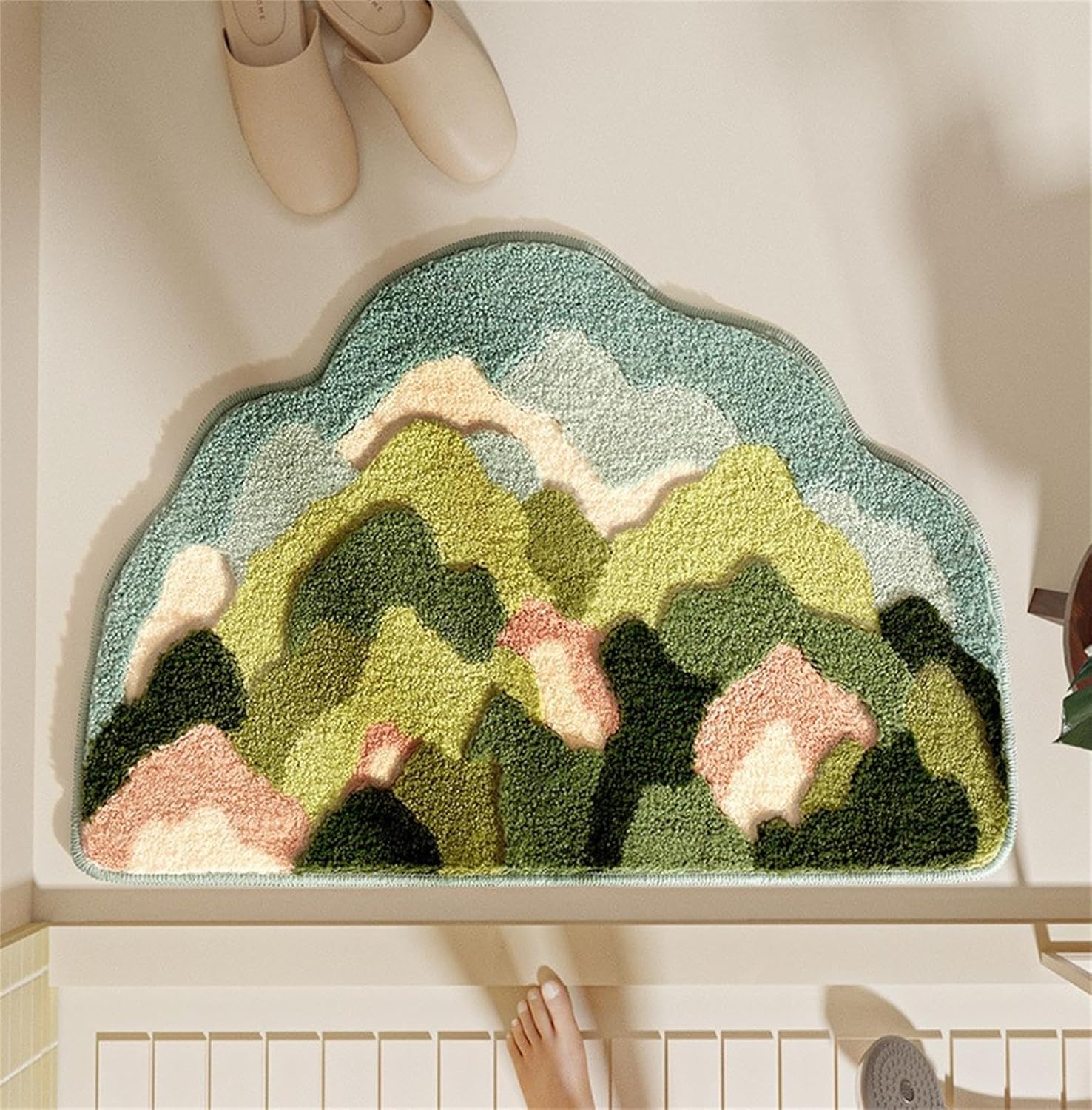 Tapetes de baño antideslizantes de 28 x 18 pulgadas, bonita alfombra de baño verde, absorbente de agua, alfombra de baño pequeña, decoración del